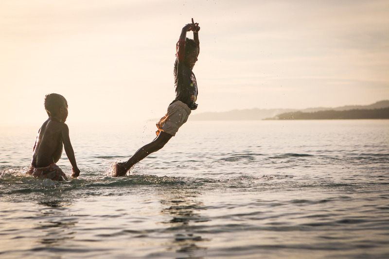 children in ocean