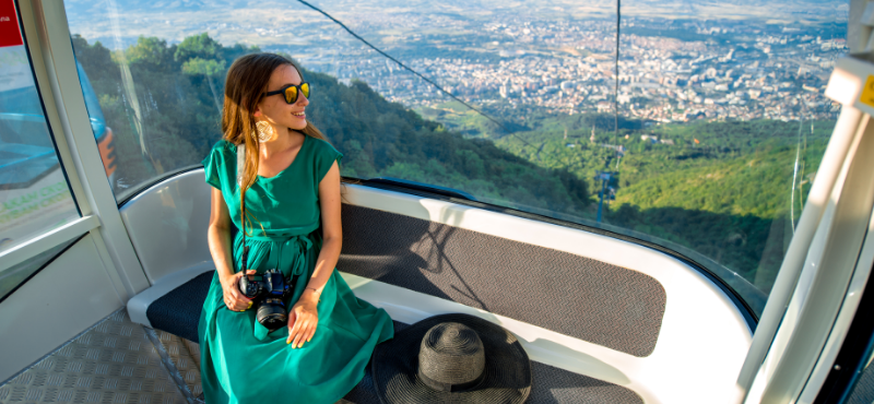 woman on ski lift